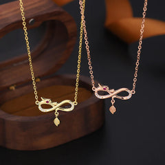 999 Sterling Silver Year of the Dragon Endless Knot Tail Charm Necklace Pendant