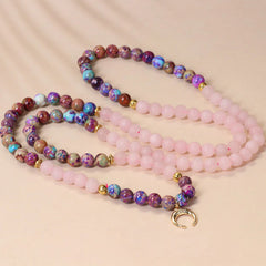 108 Beads Real Pink Crystal Mala Healing Bracelet