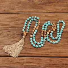 108 Mala Beads Turquoise Picture Jasper Wisdom Tassel Bracelet
