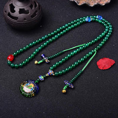 108 Mala Beads Natural Green Agate Spiritual Charm Bracelet