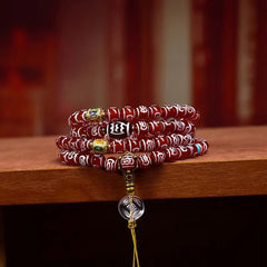 108 Beads Natural Red Agate Dzi Bead Self-acceptance Mala