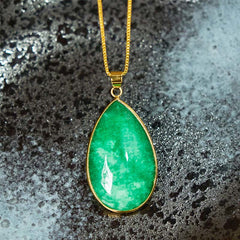 Green Jade Water Drop Pattern Necklace Pendant