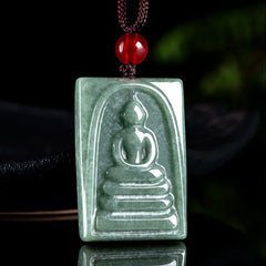 Formless Buddha Square Jade Amulet String Necklace Pendant