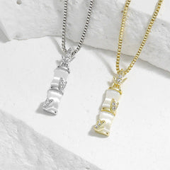 Renbeads Chalcedony Bamboo Pattern Harmony Necklace Pendant