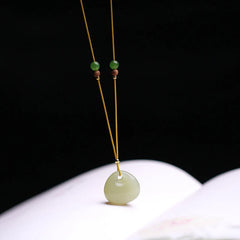 Natural Hetian Jade Small Bag Pattern Prosperity Necklace Pendant