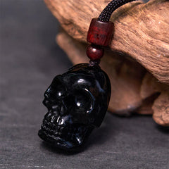 Black Obsidian String Skeleton Fulfillment Necklace Pendant