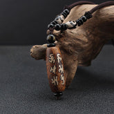 Tibet Om Mani Padme Hum Dzi Bead Avalokitesvara Pattern Wealth Necklace