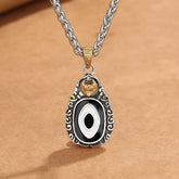 Renbeads Tibet Dzi Bead Garuda Pattern Copper Metal Wealth Necklace Pendant