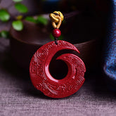 One's Luck Improves Design Pattern Natural Cinnabar Blessing Necklace Pendant