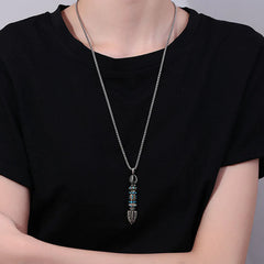 Tibetan Om Mani Padme Hum Protection Wealth Rotatable Necklace Pendant