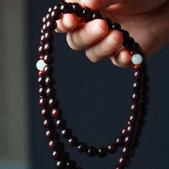 Tibetan Small Leaf Red Sandalwood Lotus Mala Balance Bracelet