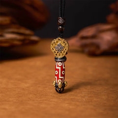 Tibet Om Mani Padme Hum Dzi Bead Skull Wisdom Necklace Pendant