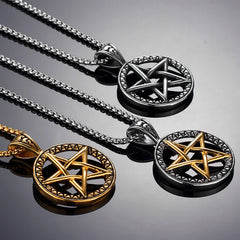 Renbeads Pentagram Titanium Steel Balance Necklace Pendant