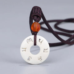 Ivory Fruit Om Mani Padme Hum Engraved Protection Necklace Pendant