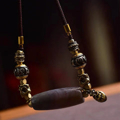 Tibet Dzi Bead Om Mani Padme Hum Protection Necklace Pendant