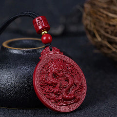 Year of the Dragon Natural Cinnabar Dragon Protection Necklace Pendant