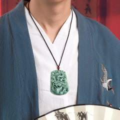 Chinese Zodiac Dragon Jade Strength Necklace Pendant
