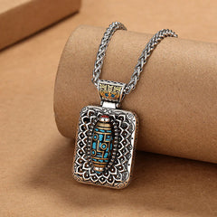 Nine Eye Dzi Bead Design Copper Healing Rotatable Necklace Pendant