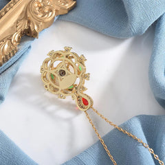 Cyan Jade Red Crystal Luck Necklace