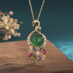 Cyan Jade Necklace Chain Pendant