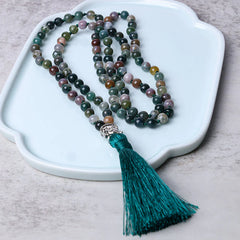 108 Mala Beads Indian Agate Buddha Head Cleansing Bracelet