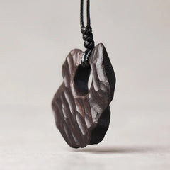 Ebony Wood Hollow Irregular Shape Peace Balance Necklace Pendant
