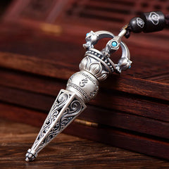 Tibetan Om Mani Padme Hum Rotatable Wisdom Necklace Pendant
