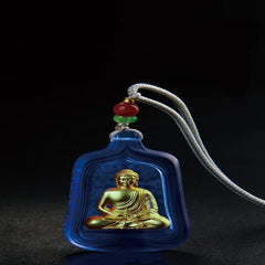 Tibetan Medicine Buddha Liuli Crystal Necklace Pendant