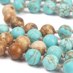 108 Mala Beads Turquoise Picture Jasper Wisdom Tassel Bracelet
