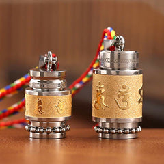 Tibet Om Mani Padme Hum Shurangama Mantra Titanium Steel Wisdom Amulet Necklace Pendant