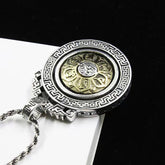 Tibetan Om Mani Padme Hum Double Dorje Vajra Rotatable Necklace Pendant for Purity and Peace