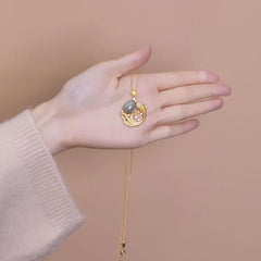 Cyan Jade Koi Fish Healing Calm Necklace Pendant