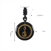 Swastika Pattern Protection Mantra Natural Various Crystal Black Obsidian Purification Necklace Pendant