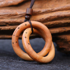 Jujube Wood Yin Yang Ring Pendant for Luck and Protection