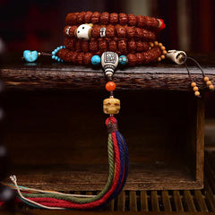 108 Beads Rudraksha Bodhi Seed Wealth Tassel Mala