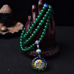 108 Mala Beads Natural Green Agate Spiritual Charm Bracelet