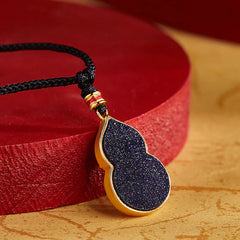 925 Sterling Silver Peach Blossom Cat Gourd Pattern Protection Necklace Pendant