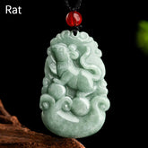 Natural Green Jade 12 Chinese Zodiac Luck Prosperity Necklace Pendant