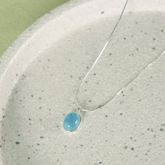925 Sterling Silver Aquamarine Healing Clavicle Chain Necklace Pendant