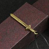 Vintage Yin Yang Copper Brass Sword Balance Necklace Pendant