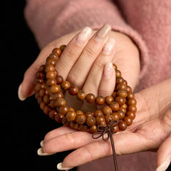 108 Mala Beads Lightning Struck Jujube Wood Golden Light Mantra Protection Bracelet