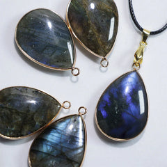 Water Drop Pattern Labradorite Healing Necklace Pendant