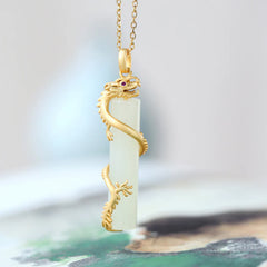 Jade Dragon Phoenix Copper Protection Necklace Pendant