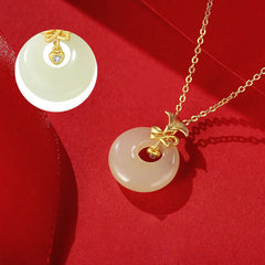 925 Sterling Silver Natural Hetian Jade Carnation Flower Prosperity Necklace Pendant