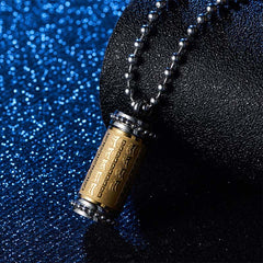 Titanium Steel Prayer Wheel Scriptures Balance Pendant Necklace