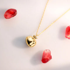 925 Sterling Silver 18k Gold Plated Pomegranate Garnet Crystal Charm Necklace Pendant