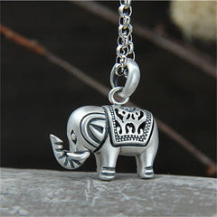 Renbeads 990 Sterling Silver Elephant Strength Necklace Pendant