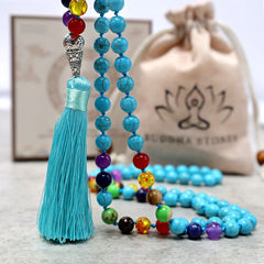 108 Mala Turquoise Beads Yoga Meditation Prayer Beads Necklace