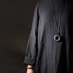 Zen Circle Ebony Wood Peace Calm Necklace Pendant