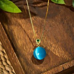 Cat's Eye Round Ball Confidence Necklace Pendant